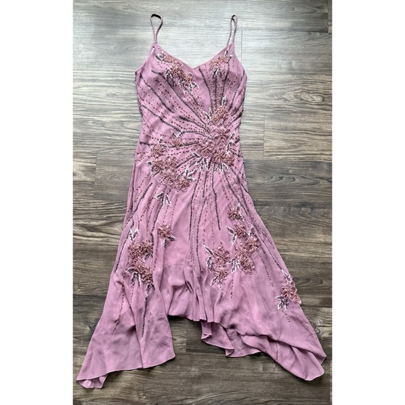 Sue Wong Nocturne Midi Dress Y2K Fairycore Silk Purple Vintage Sz 12 Miley Cyrus - Picture 14 of 16